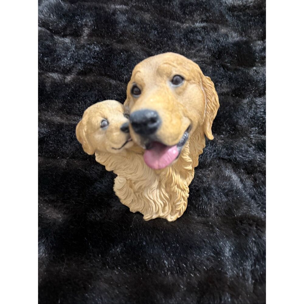 Golden Retriever Realistic 3D Sculpture Living Stone father son dogs